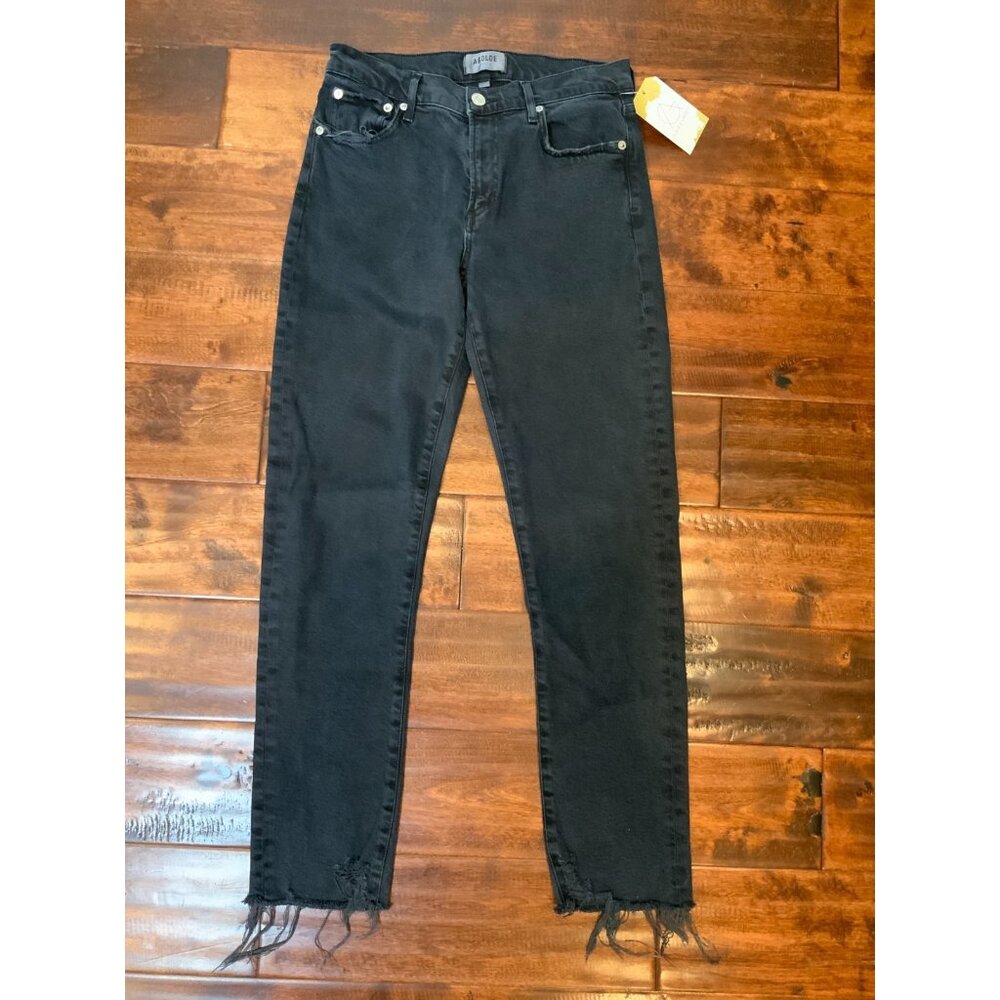 AGOLDE Black Distressed Denim Toni Jeans Size 26